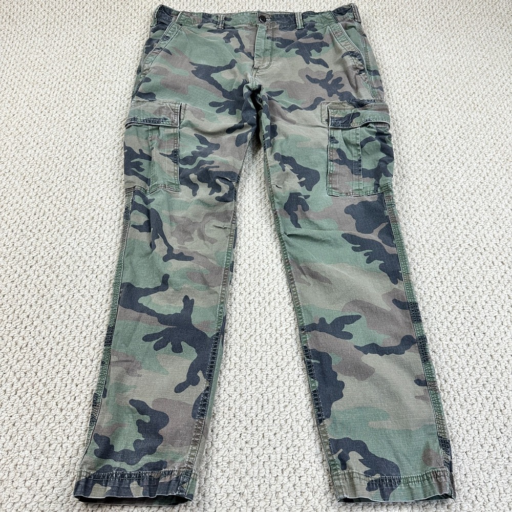 Gap Cargo Pants Fits Men 36x30 Green Faded Camo Woodland Ripstop Stretch Trouser